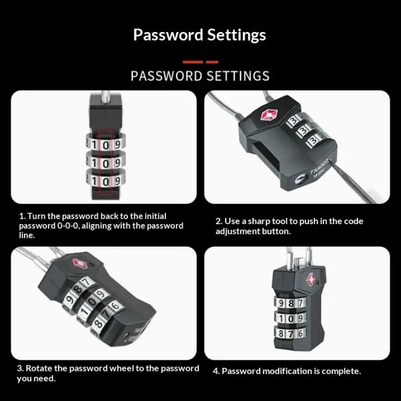 Hot Sale Travel TSA Customs Lock Password Changeable Lock 3 Digit Portable Zinc Alloy Suitcase Luggage Backpack