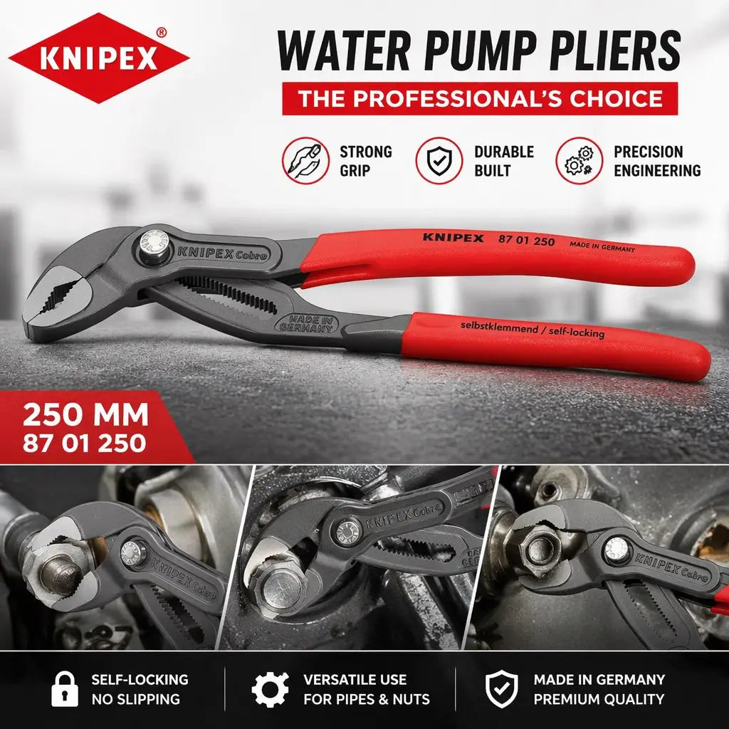 KNIPEX Cobra®8700180 8700250 Hitech Water Pump Pliers - 125mm to 560mm 8700125miniPliers