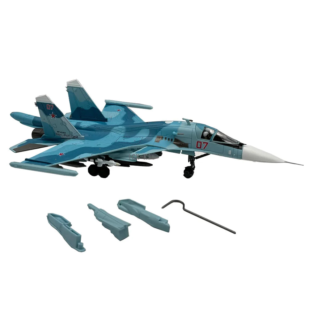 1/100 Scale Russian Sukhoi Cy-34 SU-34 SU34 Fullback Fighter Bomber Diecast Metal Military Plane Model Collection or Gifts