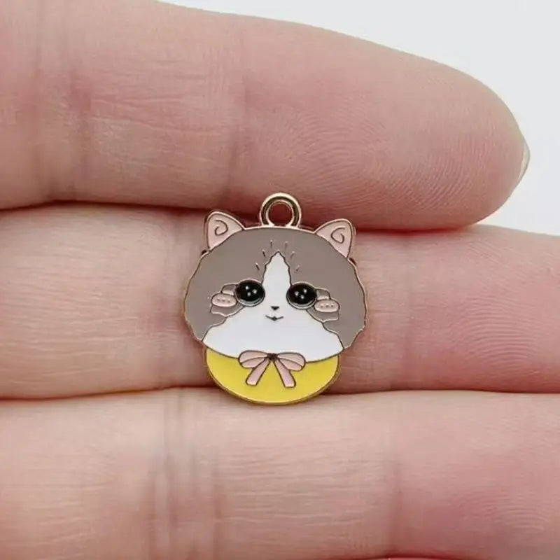 10pcs Cartoon Animal Pet Dog Puppy Footprint DIY Alloy Drip Oil Keychain Necklace Jewelry Pendant Pendant