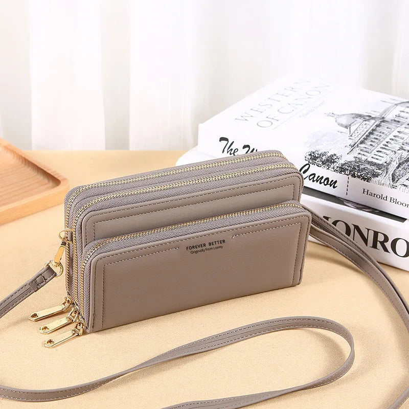 Ladies Wallet Double Layer Large Capacity Clutch Shoulder Bag Crossbody Mobile Phone Bag Coin Purse Card Holder Female Handbags