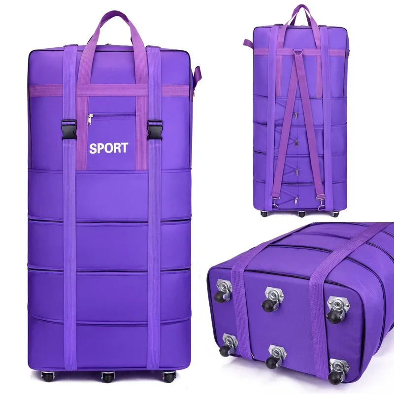 Large Capacity Dormitory Cotton Quilt Storage Bag with Wheels Travel Bag Student Luggage Bag Oxford Cloth Waterproof Dustproof