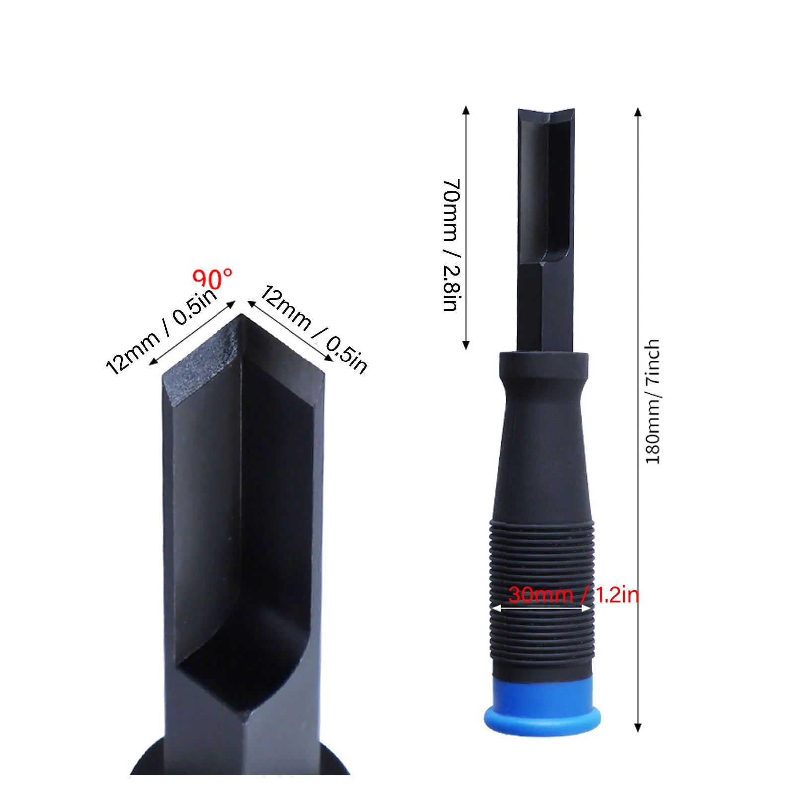 Right Angle Chisel Chrome Vanadium Steel TPR Handle  Corner Chisel for Woodworking Slotting Cutting Corner Chisel
