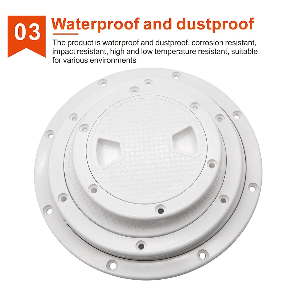 ABS Plastic Round Non-Slip Inspection Hatches with Detachable Cover Marine Screw Out Access Hatch Cover For Kayaks Yacht 4'' 6''