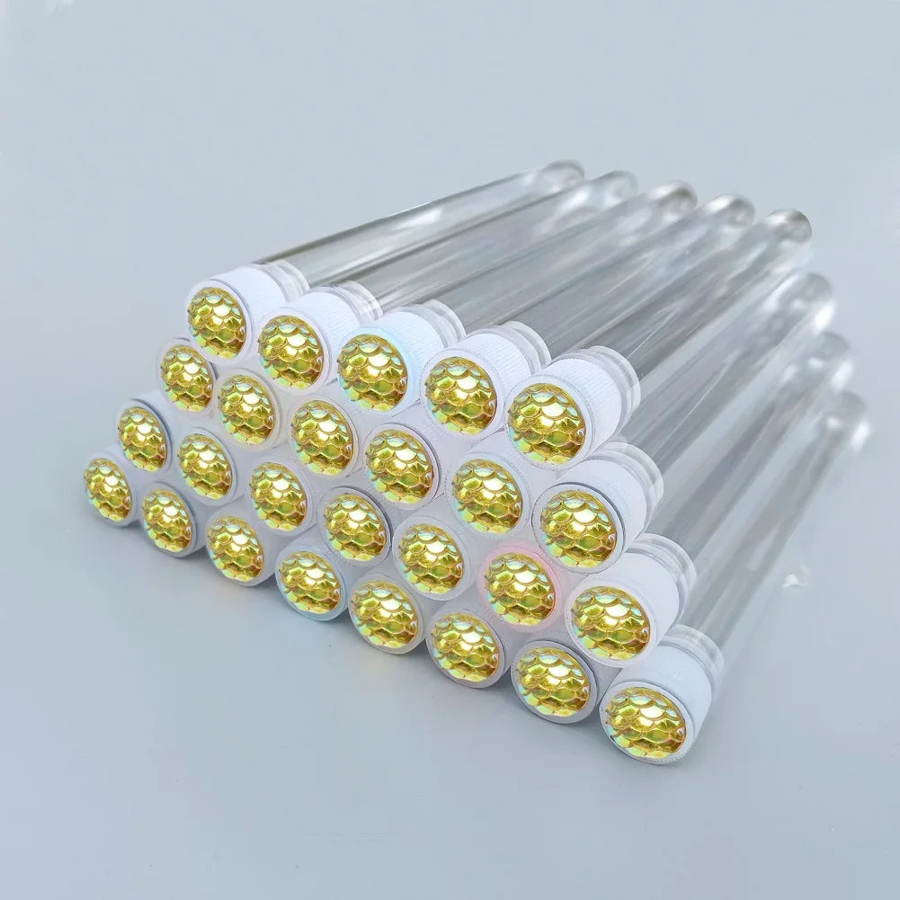 50pcs Reusable Mascara Wand Tube for Eyelash Extension Spoolies Cleaning Eyebrow Brush Shiny Resin Drill Replaceable Dust-proof