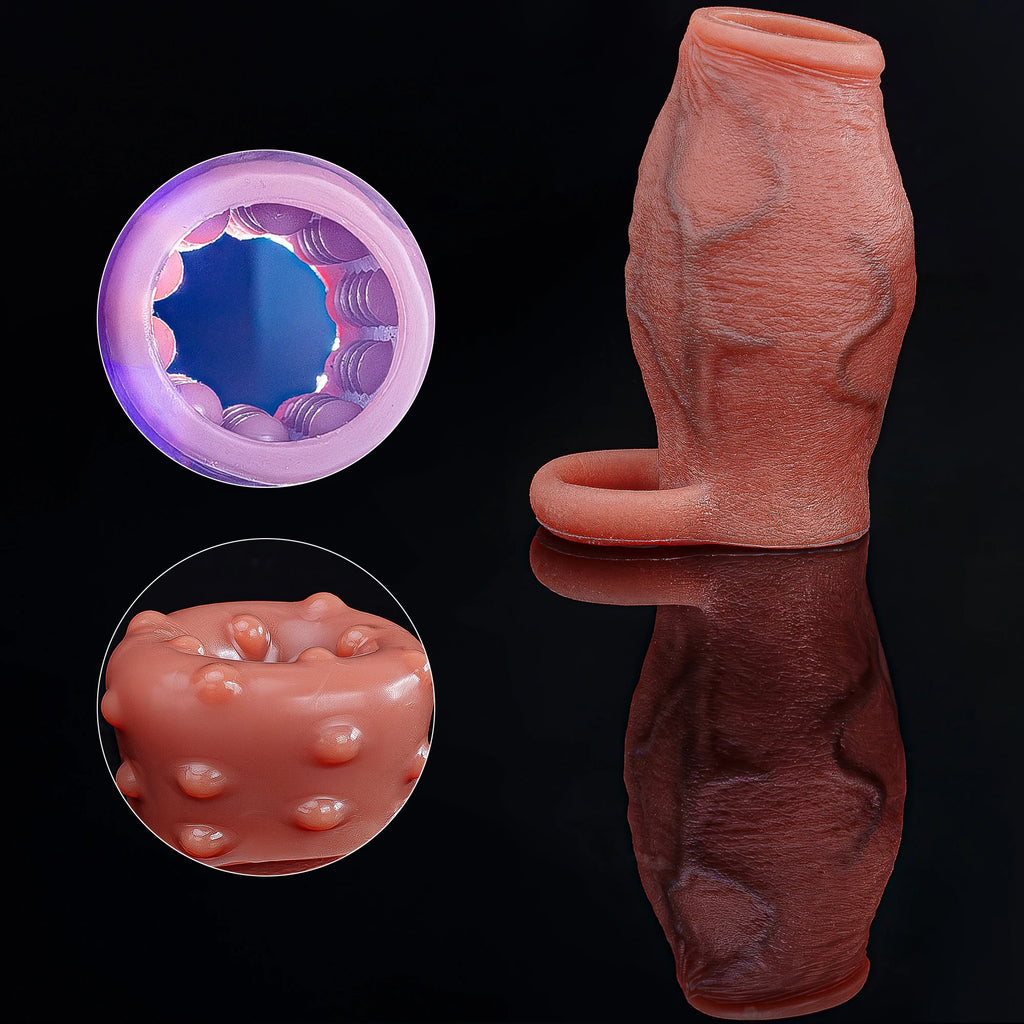 Dick Sleeve Enlargement Lock Sperm Penis Ring Adult Men Sex Toy Enlarged and Thicken Cock Sleeve Soft Silicone Male 18+ Sexy Toy