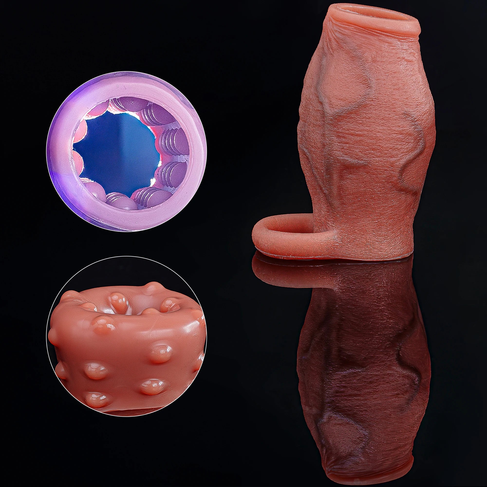 Dick Sleeve Enlargement Lock Sperm Penis Ring Adult Men Sex Toy Enlarged and Thicken Cock Sleeve Soft Silicone Male 18+ Sexy Toy