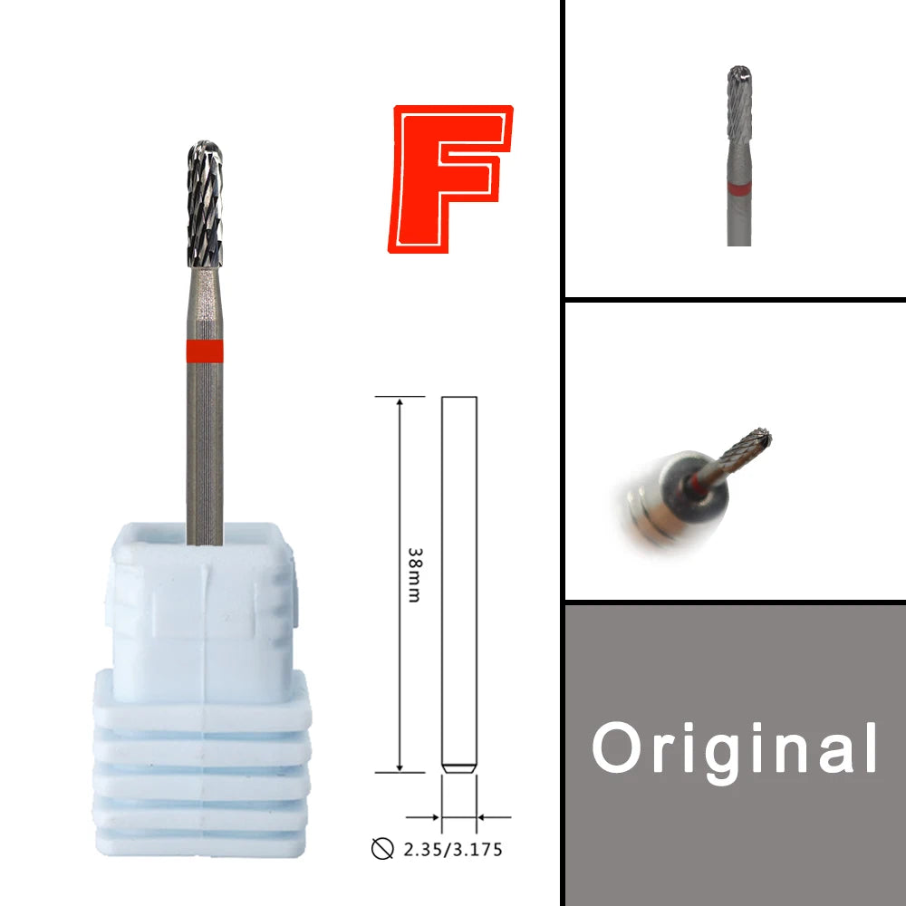 RolinStar Dental&Nail 9 type with Spiral Cut powder Carbide Burr nail drill bit cuticle clean