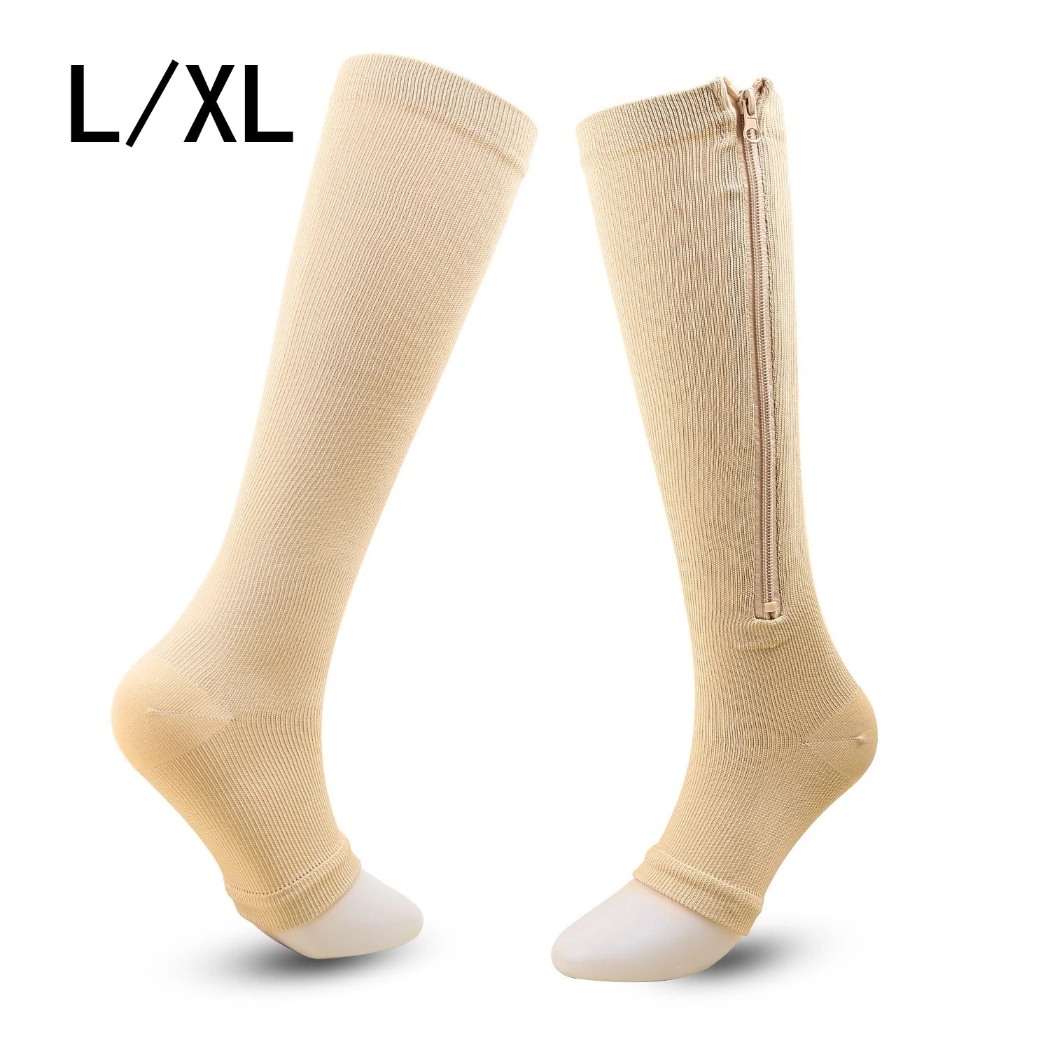 Zipper Compression Socks Women Men High Elasticity Nylon Closed Toe Pressure Stocking For Edema