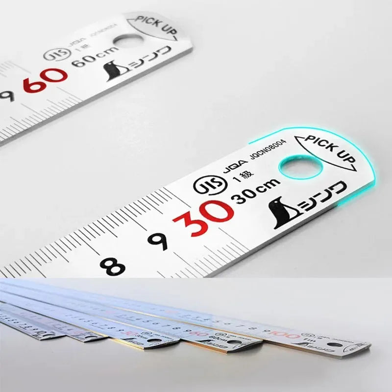 SHINWA Penguin Stainless Steel Ruler 1Pc (10/15/30cm) - JIS Industrial Grade, High Precision Etched Scale, Anti-Warp Head