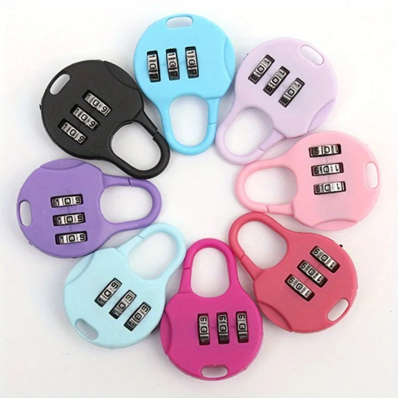 4/8pcs Random color Mini 3 Dial Digit Combination Suitcase Luggage Security Password Code Lock Padlock Travel Padlock