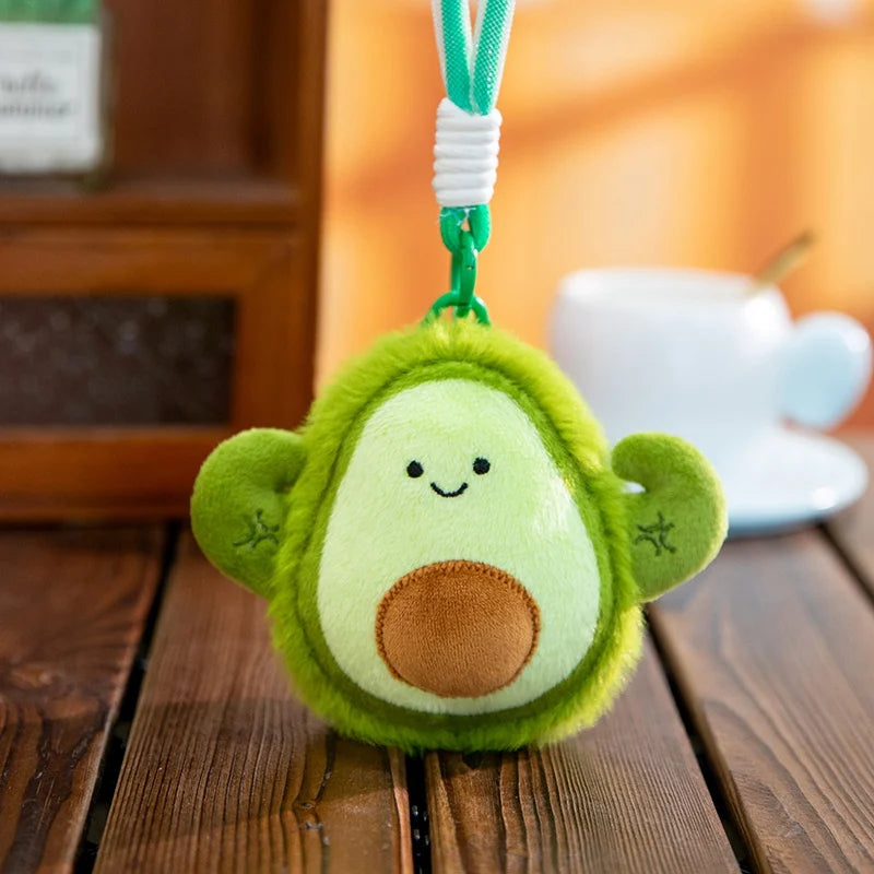 2026 New 12cm Cute Fruit Plush Keychain Avocado Banana Lemon Orange Kiwi Stuffed Doll Bag Pendant Car Hanging Charm Gift