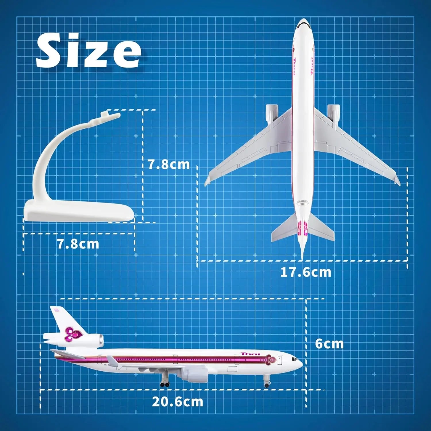 1/300 Scale Airplanes thai MD11 Plane Model Metal Alloy Diecast Aircraft With Wheels Base Authentic Collectible Gift