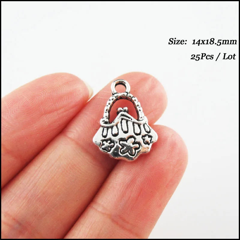 Fashion New Lady Handbag Valise Charms Tibetan Silver Plated Pendants For Gifts Jewelry