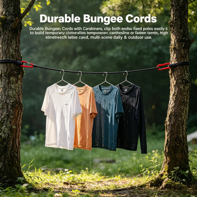 Heavy Duty 8mm Elastic Bungee Cord with Safety Hooks for Camping Tent Suitcase Bicycle Cooler Secure Cargo Tie Down 60/120cm