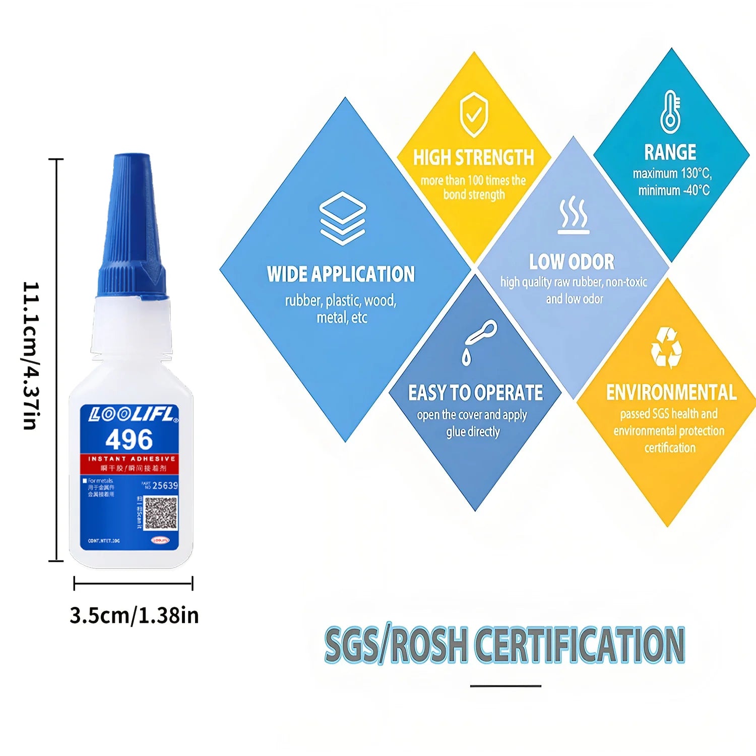Loolifl New Upgraded 1-25Pcs Super Glue 496 Strong Cyanoacrylate Instant Adhesive, Quick-Drying in 5 Seconds, Waterproof and Stable, Universal Bonding Tool