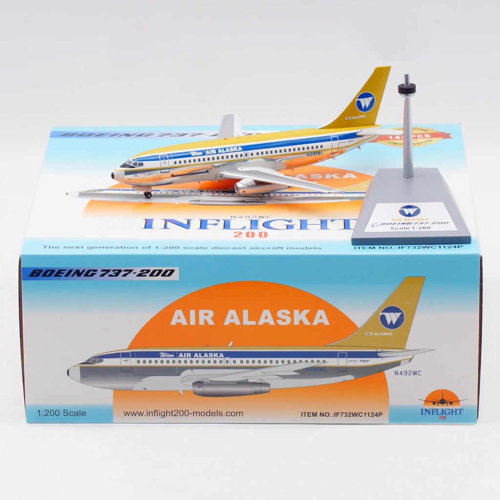 IF732WC1124P Alloy Collectible Plane Gift INFLIGHT 1:200 Wien Air Alaska Boeing B737-200 Diecast Aircraft Jet Model N492WC