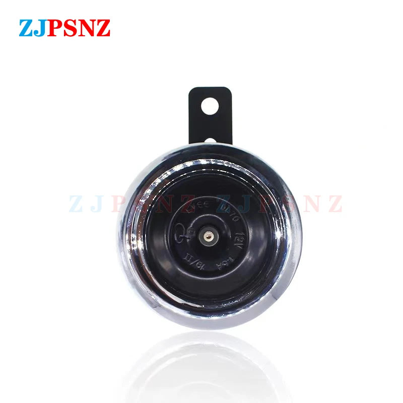 12V Motorcycle E-bkie Scooter Horn Super Loud Horn Waterproof Moped Dirt Bike Electric Vehicle Air Round Horn Motorbike 110db