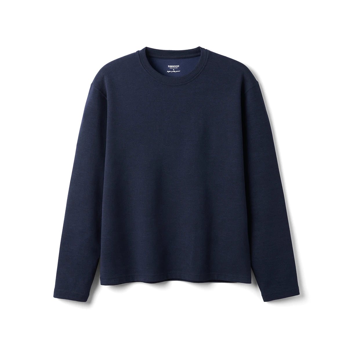 SIMWOOD 2026 Spring New Regular Fit 260gsm Anti-static Thermal Fleece Fabric Long Sleeve T-shirts Men Casual Tops
