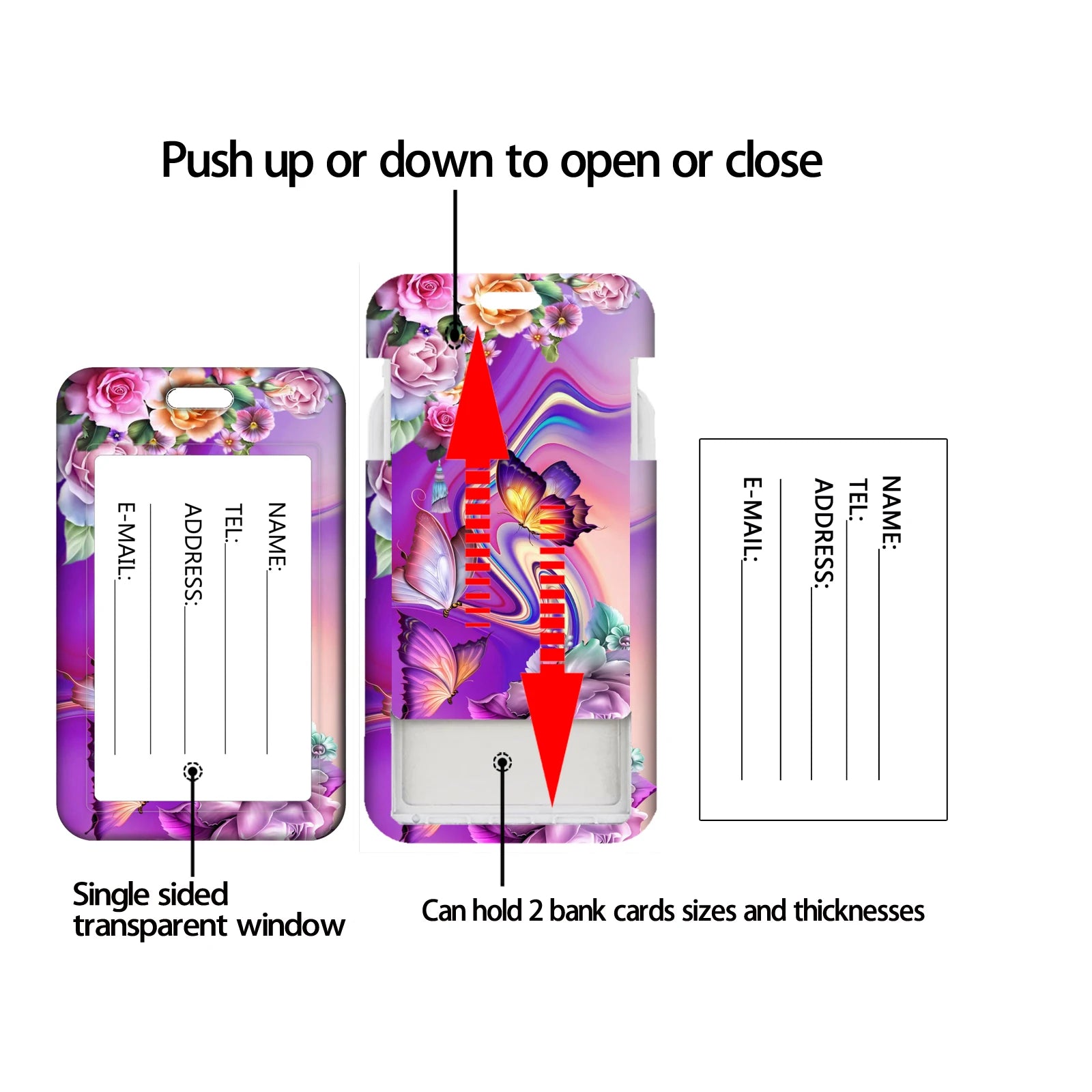 Purple Creative Art Style Luggage Tag for Suitcases Travel ID Bag Tag for Women Backpacks Address Holder Baggage Boarding