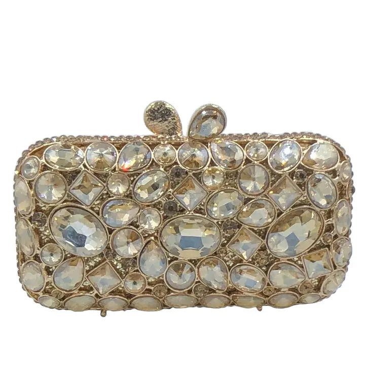 Boutique De FGG Turquoise Synthetic Agate Stone Evening Bags and Clutches for Women Formal Party Bags Party Rhinestone Handbags