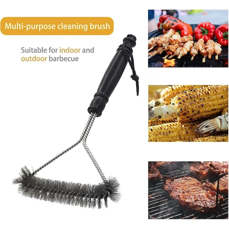 Triangular Wire Grill Brush Stainless Steel Nonstick Heat Resistant Grill Cleaning Tool Efficient and Safe Kitchen Accessory