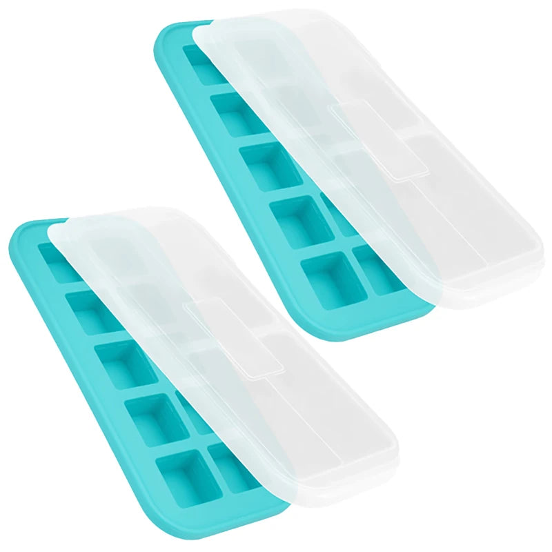 2 or 3-piece Silicone Freezer Tray Mold with Lid, Storage Box Food Box, Storage Containers for Soup, Broth, Meal Prep, Ice Cubes