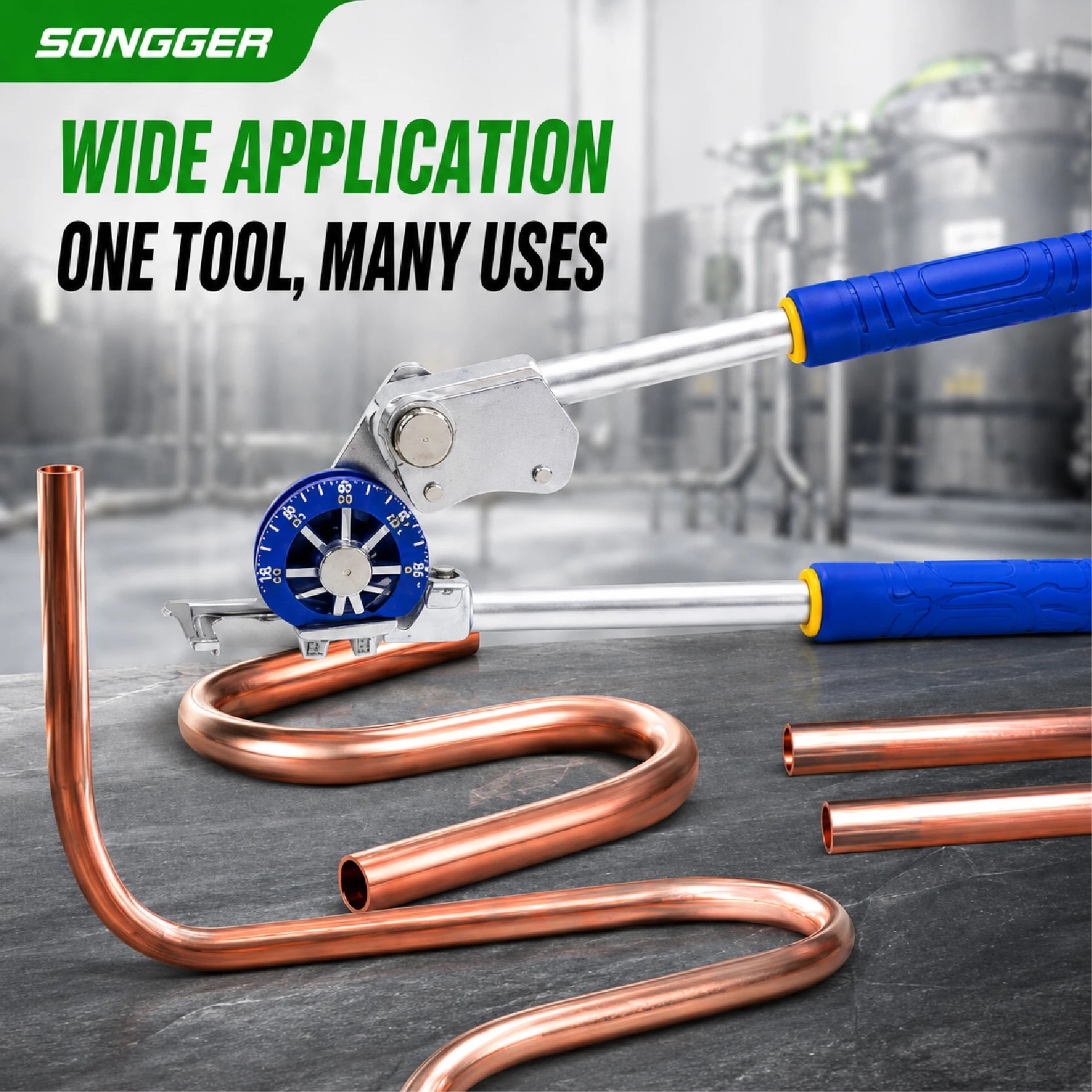 VBT Manual Tube Bender Pipe Diameter 9.25-22.22mm Bending Radius 0-180° Copper Tubing Tool Dual Roller Design for Plumbing Use