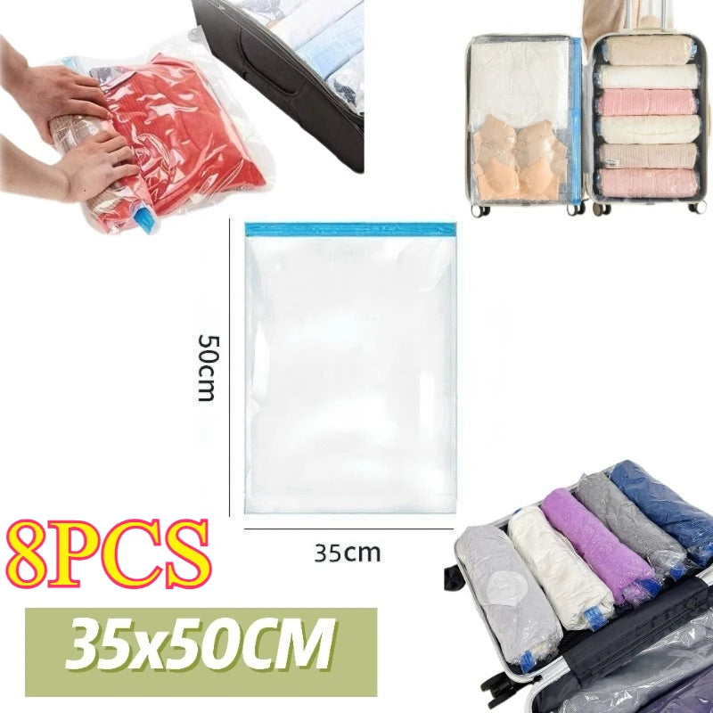 Travel Vacuum Compression Bag No Pumping Down Jacket, Duvet Storage Bag Sealed Bag Hand Rolled Vacuum for Clothing Household Use