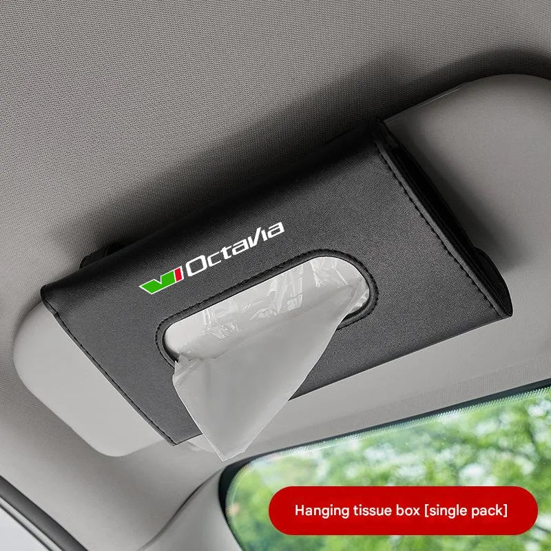 1Pcs Car Sun Visor Tissue Box And Car Sun Visor Organizer Multi-Pocke For Skoda Octavia VRS Kamiq Kodiaq RS Auto Interior
