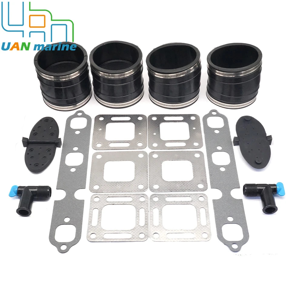32-44348001 Exhaust Wet Joint Manifolds Exhaust Bellow Kit With Gasket Kits For MerCruiser V6 175 205  27-99757 27-863724 863726