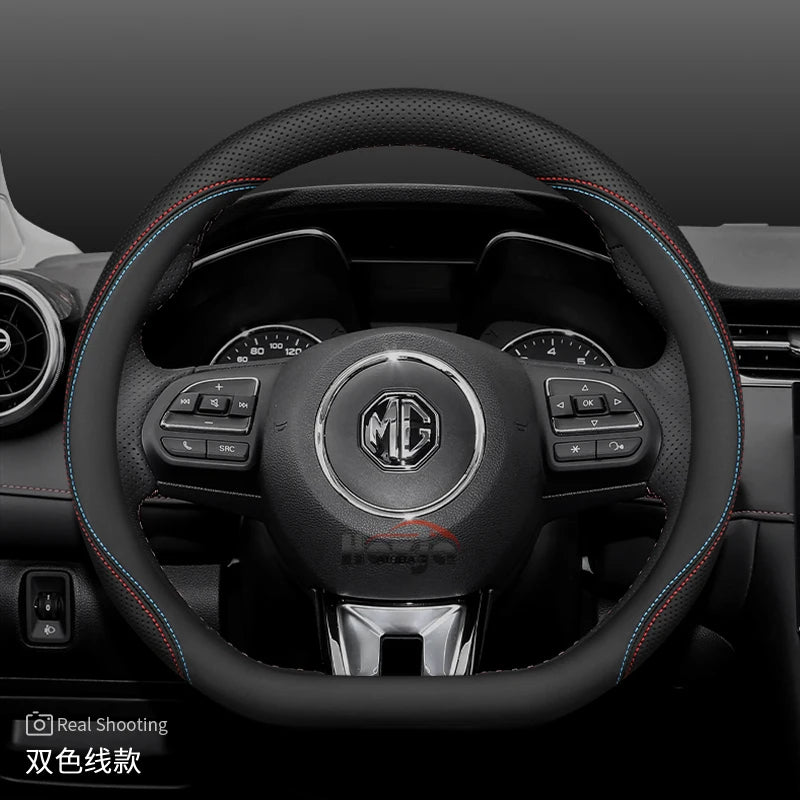 Leather Car Steering Wheel Cover for MG 3 5 One ZX RX5 ZS EHS HS PHEV Luxury Hybrid 2025 2026 Accessories