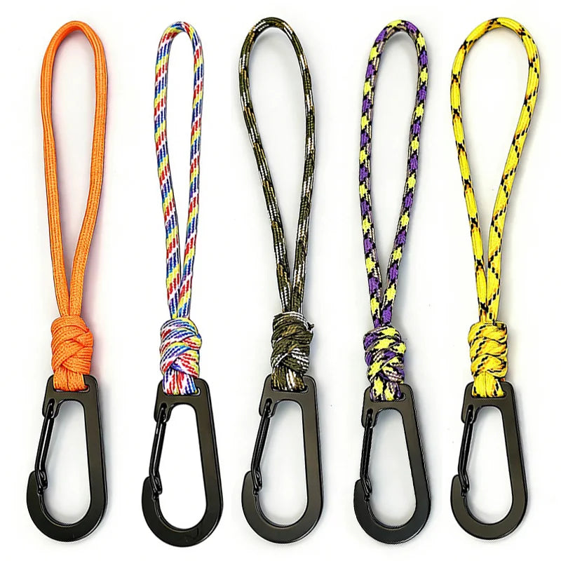 Braided Paracord Keychain Lanyard Outdoor Camping Backpack Quick Release Carabiner Hook Anti-Lost  Wrist Lanyard Hiking EDC Tool