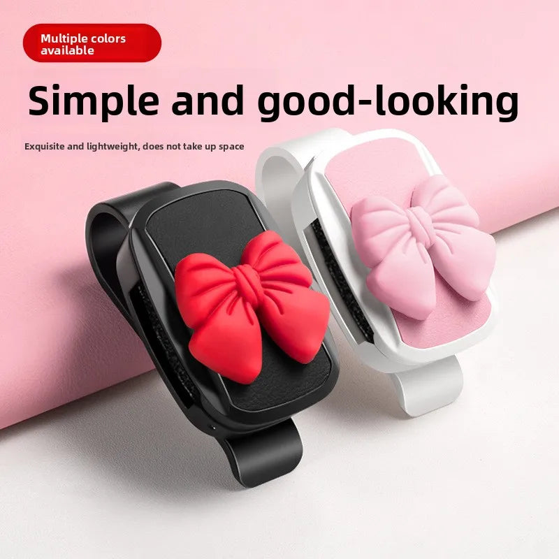 Car Glasses Clip Cute Bowknot Design Multifunctional Storage Holder For Sunglasses And Cards Mount On Car Sun Visor