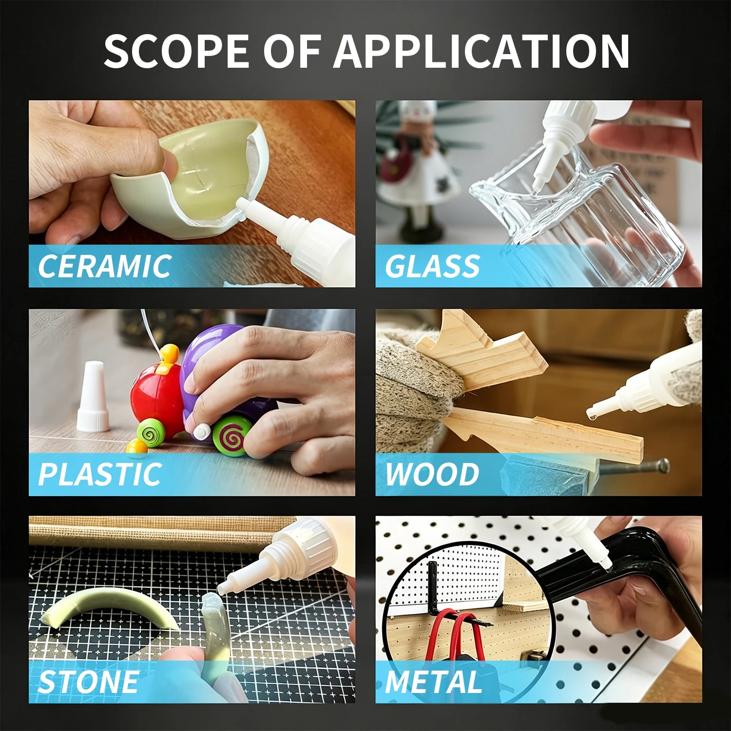 Super-Fast-Drying Adhesive 50g Transparent Water-Resistant and Heat-Resistant Plastic Wood Metal Glass Leather and DIY Projects