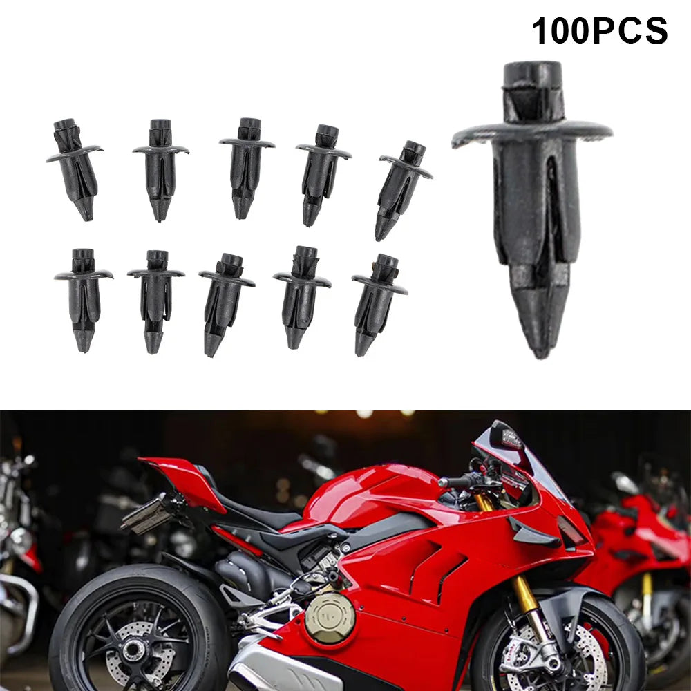 20/50/100 Pcs Motorcycle Fairing Clips 6mm –Universal Plastic Rivet Fasteners – Uses for Honda Yamaha Suzuki Kawasaki Models
