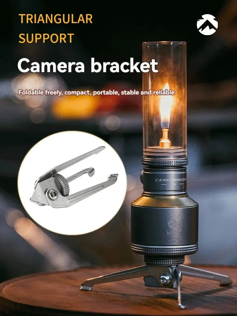 CAMPINGMOON TC-ST Stainless Steel 1/4 Camera Stand Foldable Aluminum Gas Tank Camping Atmosphere Light Stand Tripod