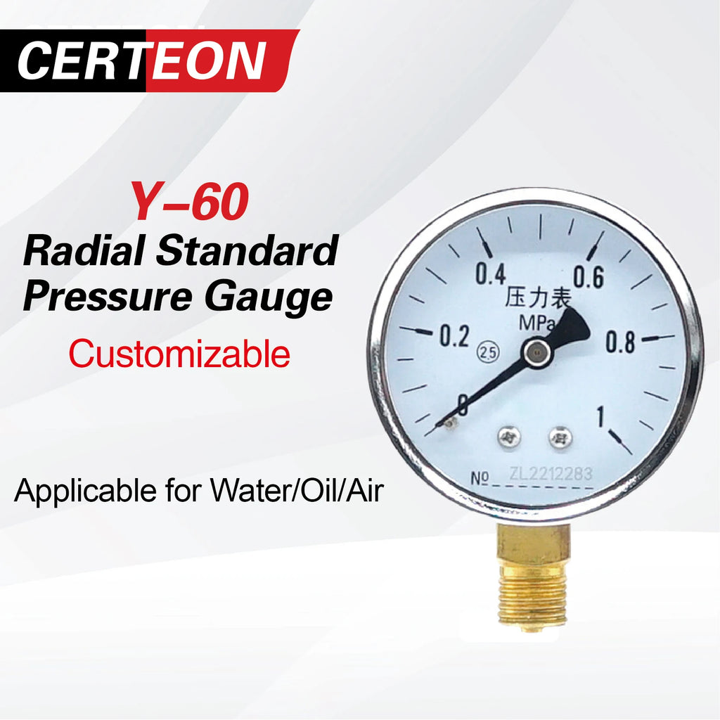 Y-60 Pressure Gauge Manometer Mechanical Dial Analog Bourdon Tube Industrial Hydraulic Water Pressure Meter