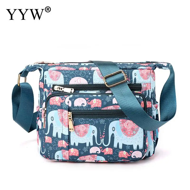 Women Satchel Nylon Cloth Leisure Shoulder Mom Bag Rural Style Floral Printing Crossbody Ladies Casual Shoulder Messenger Purse