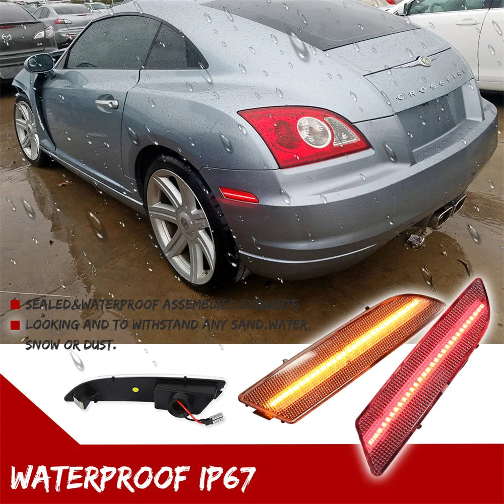 Amber / White / Red LED Car Fender Flare Light Front / Rear Bumper Side Marker Indicator Lights For Chrysler Crossfire 2004-2008