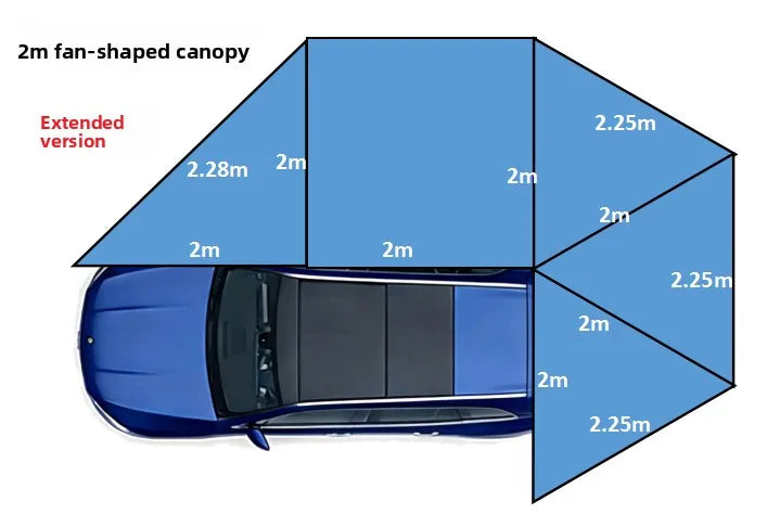 Canvas Car Awning Waterproof Heavy Duty 4x4 Camping SUV Trailer Side Aluminum Pole Sun Shelter for Overland Travel