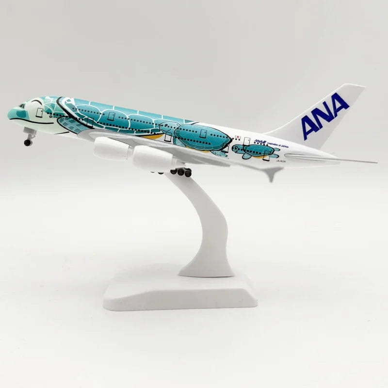 16/20CM A380 ANA Sea Turtle Metal Airplane Model Plane Toy with Display Stand for Adult Aviation Gifts Collection