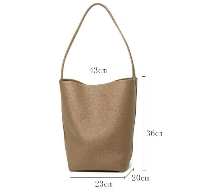 Big Bucket Handbag,Genuine Leather Shoulder Bags,Designer Women Luxury Brand Handbags,Crossbody Bags,Soft Cowhide Travel Tote