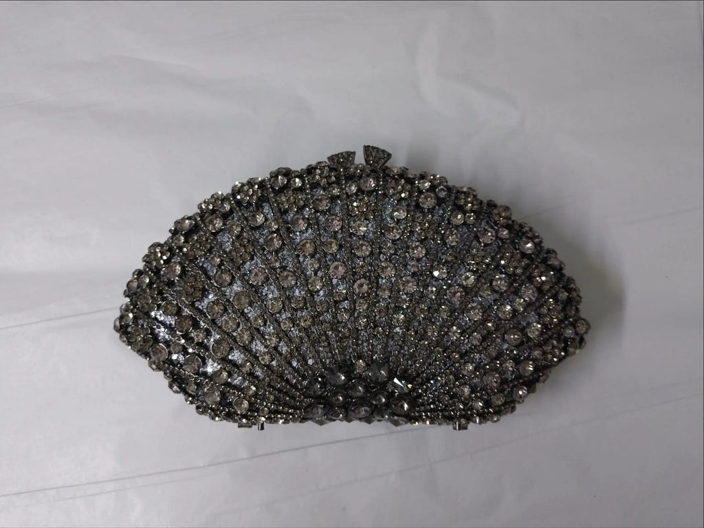 Fan Women Full Crystals Handbags for Dinner Party Luxury Diamond Evening Bag Wedding Bridal Purses Gala Banquet Gems Purse