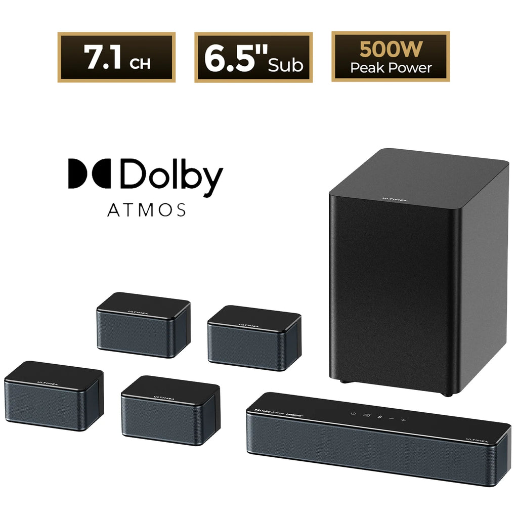 ULTIMEA 7.1 Surround Sound System Sound Bar for TV with Dolby Atmos & APP Control, Home Cinema Bluetooth Speaker with Subwoofer