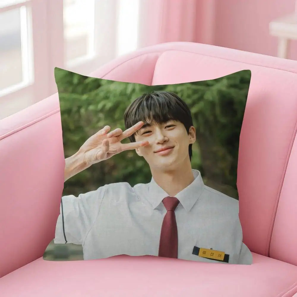 Korean Celebrity Byeon Wooseok Double-sided Printed pillow cover Short plush Suitable living rooms bedrooms throw cushion cover