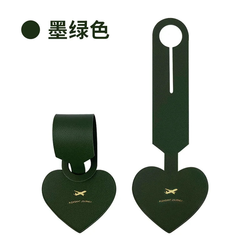 Korean Heart Shaped PU Luggage Tags Women Men Holiday Travel Accessories Suitcase Tag Name ID Address Lable Bag Tags for Luggage