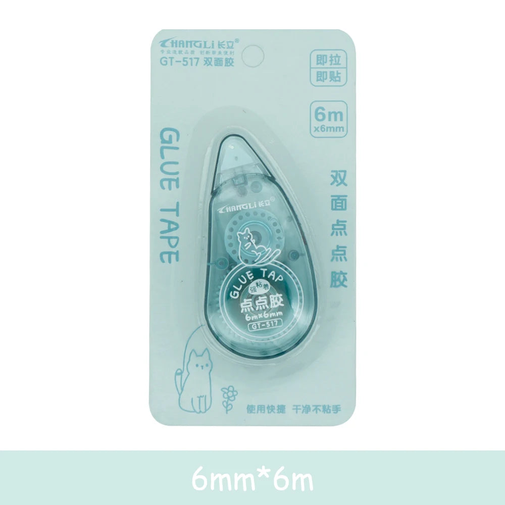 6m*6mm Dot Glue Tape DIY Scrapbooking Creative Stationery School Supplies Transparent Double Sided Adhesive Roller Tape