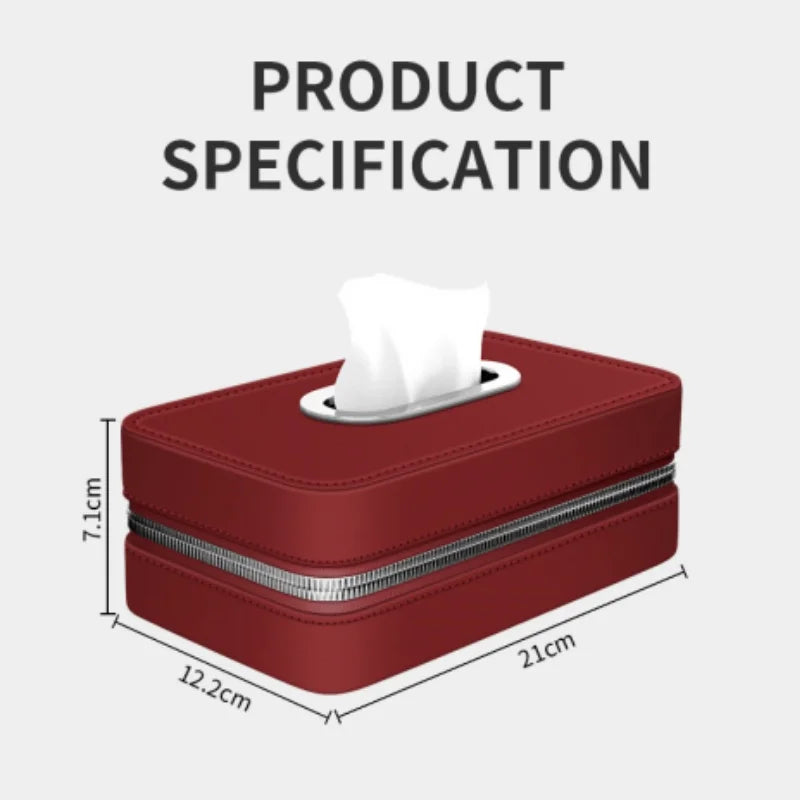 For Ford Mondeo Focus Explorer Escape Kuga Everest Bronco F-150 Ranger Transit Car-Mounted Leather Tissue Paper Storage Box