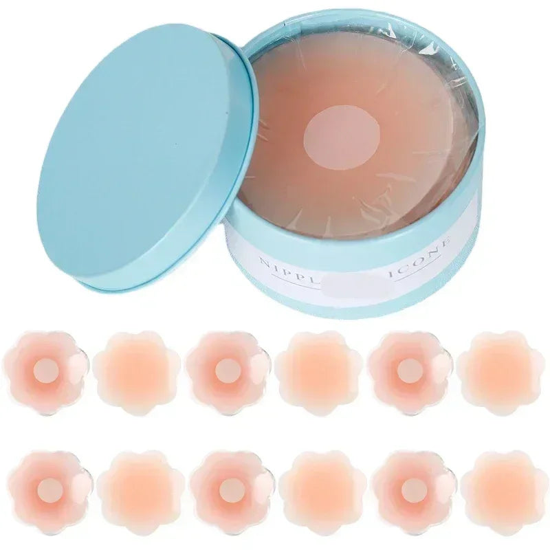 2/12pcs Women's Invisible Breast Lift Up Tape Overlays on Bra Nipple Stickers Chest Stickers Adhesive Nipple Covers Accessories
